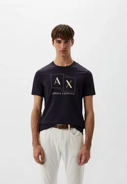 Armani Exchange: Синяя футболка 