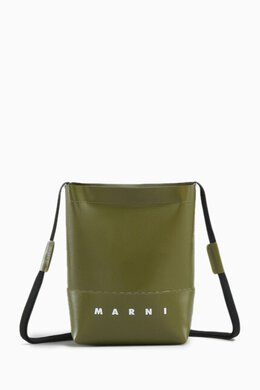 Marni: Зелёная сумка через плечо