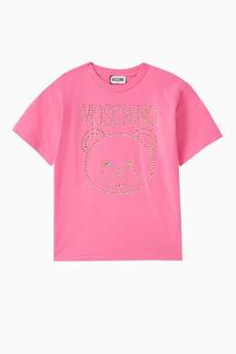 Moschino: Футболка Teddy Bear со стразами