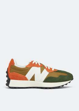 New Balance: Зелёные кроссовки  327