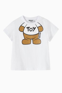 Moschino: Хлопковая футболка Teddy Bear