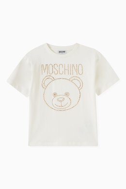 Moschino: Футболка Teddy Bear со стразами