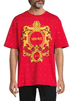 Versace: Красная футболка 