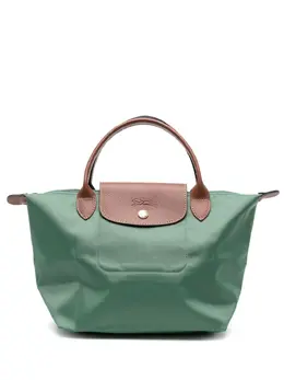 Longchamp: Зелёная сумка-шоппер  Le Pliage Original