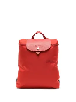 Longchamp: Зелёный рюкзак  Le Pliage Green