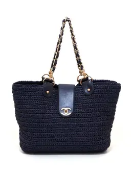 CHANEL Pre-Owned: Синяя сумка-шоппер 