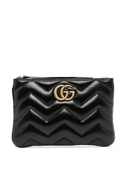 Gucci: Чёрный клатч  GG Marmont