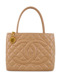 CHANEL Pre-Owned: Бежевая сумка-шоппер 