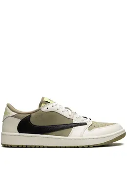 Jordan: Зелёные кроссовки  Air Jordan 1 Travis Scott