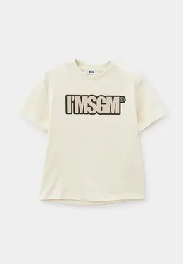 MSGM Kids: Бежевая футболка 