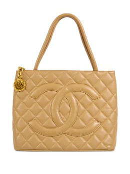 CHANEL Pre-Owned: Бежевая сумка-шоппер 