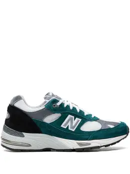 New Balance: Зелёные кроссовки  991