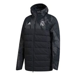 Adidas: Пуховик  Madrid с капюшоном