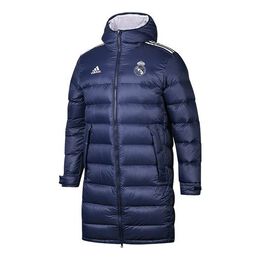 Adidas: Пуховик  Madrid с капюшоном