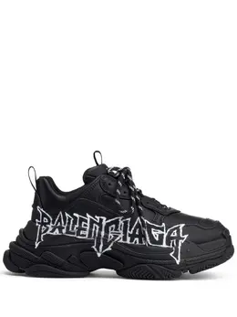 Balenciaga: Чёрные кроссовки Triple S