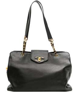 CHANEL Pre-Owned: Чёрная сумка-шоппер 