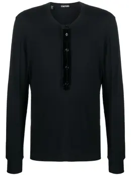 TOM FORD: Чёрная футболка  Henley