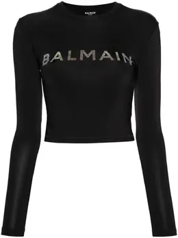 Balmain: Чёрная футболка