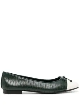Tory Burch: Зелёные балетки  Double T