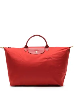 Longchamp: Зелёная сумка-шоппер  Le Pliage Green