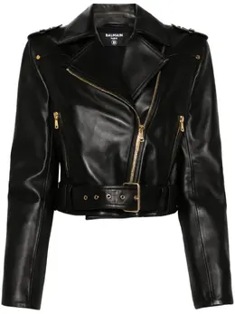 Balmain: Кожаная куртка 