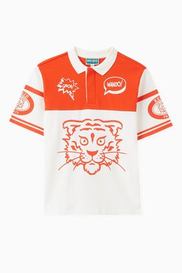 Kenzo: Поло Tiger с принтом