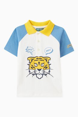 Kenzo: Поло Tiger с принтом