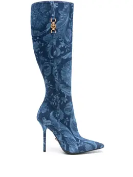 Versace: Голубые ботинки  Barocco