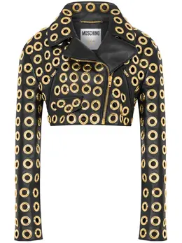 Moschino: Чёрная куртка  Biker Jacket