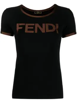 Fendi Pre-Owned: Чёрная футболка