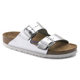 Birkenstock: Серебристые сандалии Arizona