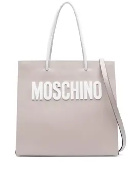 Moschino: Бежевая сумка-шоппер 