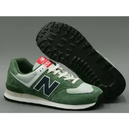 New Balance: Зелёные кроссовки  574