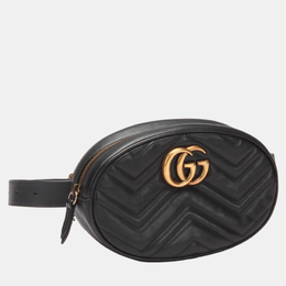 Gucci: Чёрная сумка GG Marmont