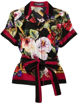 Dolce & Gabbana: Рубашка с растительным принтом 