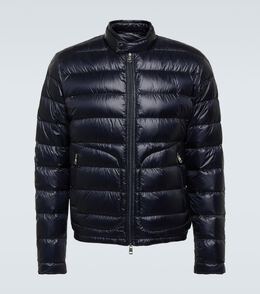 Moncler: Синий пуховик 