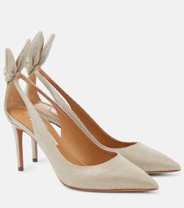 Aquazzura: Серебристые туфли Bow Tie 85