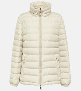 Moncler: Бежевый пуховик 