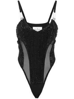 Philipp Plein: Чёрный боди  Crystal