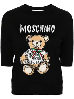 Moschino: Чёрный свитер Teddy Bear