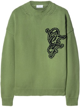 Off-White: Зелёный свитер 