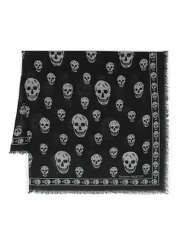 Alexander McQueen: Шарф  Skull с принтом