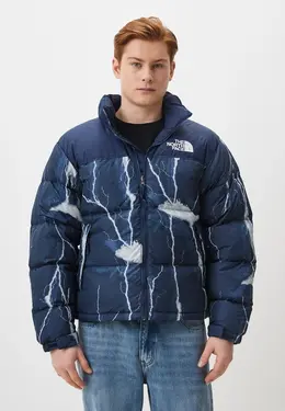 The North Face: Синий пуховик 