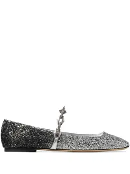 Jimmy Choo: Серебристые балетки  Diamond