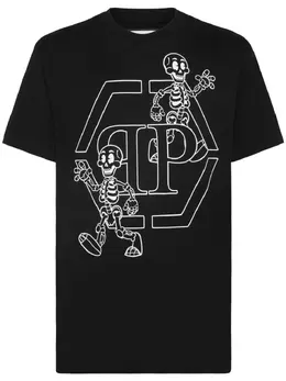 Philipp Plein: Хлопковая футболка  Skeleton