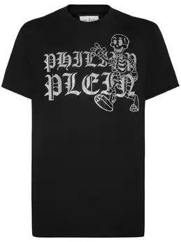 Philipp Plein: Хлопковая футболка  Skeleton
