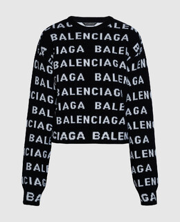 Balenciaga: Чёрный свитер 