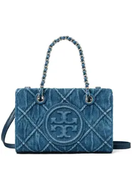 Tory Burch: Голубая сумка-шоппер  Fleming