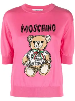 Moschino: Розовый свитер Teddy Bear