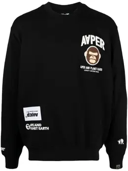 AAPE BY *A BATHING APE®: Чёрный свитшот 